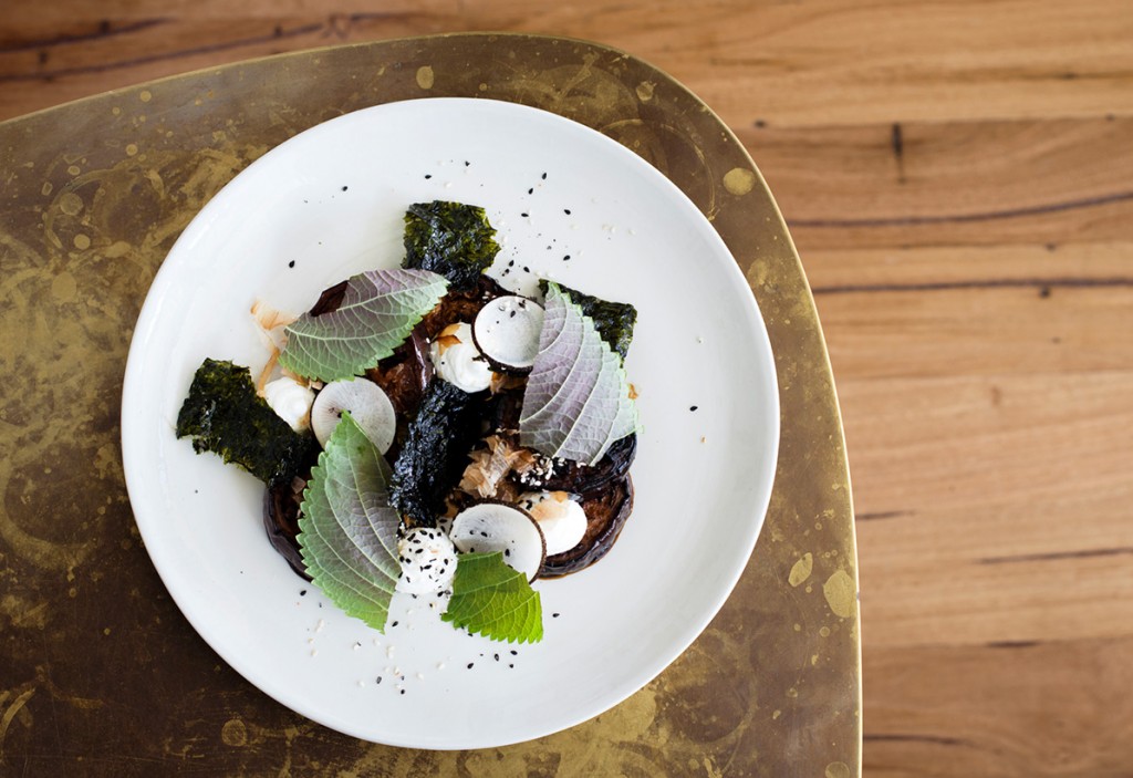 Hotel Hotel Blog | Eggplant, smoked goat’s curd, katsuobushi and sesame